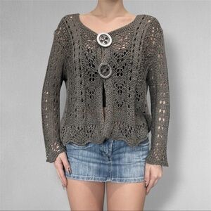 Vintage Patrice Breal Button Down Crochet Top